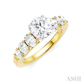 1 Ctw Round Shape Oval and Round Cut Diamond Semi-Mount Engagement Ring in 14K Yellow and White Gold