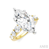 1 1/5 Ctw Marquise Shape Round Cut Diamond Semi-Mount Engagement Ring in 14K Yellow and White Gold