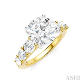1 1/5 Ctw Round Shape Round Cut Diamond Semi-Mount Engagement Ring in 14K Yellow and White Gold