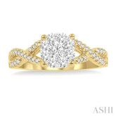 1/3 Ctw Lovebright Round Cut Diamond Engagement Ring in 14K Yellow and White Gold