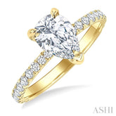 5/8 Ctw Round Cut Diamond Pear Shape Semi-Mount Engagement Ring in 14K Yellow Gold