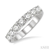1 Ctw 7 Stone Round Cut Diamond Wedding Band in 14K White Gold
