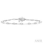 1/2 Ctw Bamboo Internodes Round Cut Diamond Fashion Bracelet in 14K White Gold