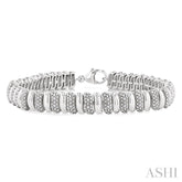 1/6 Ctw Bold Wide Ribbed Round Cut Diamond Pirouette Fashion Bracelet in Sterling Silver