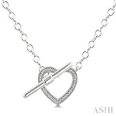 1/10 Ctw Heart Toggle Round Cut Diamond Fashion Necklace in Sterling Silver