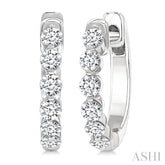 1/2 Ctw Prong Set Round Cut Diamond Hoop Earrings in 14K White gold
