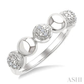 5 MM Bold Bead and 1/20 Ctw Round Cut Bead Bijoux Diamond Fashion Ring in Sterling Silver