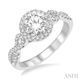 3/4 Ctw Diamond Engagement Ring with 1/2 Ct Round Cut Center Stone in 14K White Gold