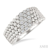1/10 Ctw Bold Ball Bead and Slanted Round Cut Bead Bijoux Diamond Fashion Ring in Sterling Silver