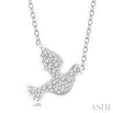 1/10 Ctw Petite Dove Round Cut Diamond Fashion Pendant With Chain in 10K White Gold