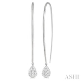 1/3 Ctw Pear Shape Dangler Lovebright Round Cut Diamond Earring in 14K White Gold