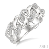 1/20 Ctw Single Cut Diamond Curb & Cuban Ring in Sterling Silver