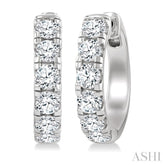 3 Ctw Round Cut Diamond Hoop Earrings in 14K White gold