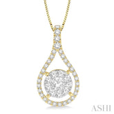 5/8 Ctw Lovebright Round Cut Diamond Pendant in 14K Yellow and White Gold with Chain