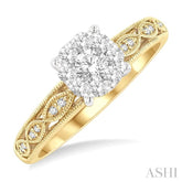 3/8 Ctw Open Marquise Lattice Lovebright Round Cut Diamond Engagement Ring in 14K Yellow and White Gold