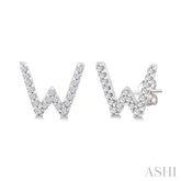 1/8 Ctw Initial 'W' Single Cut Diamond Earrings in 10K White Gold