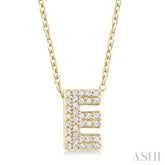 1/10 Ctw Bubble Accent Initial 'E' Round Cut Diamond Fashion Pendant With Chain in 10K Yellow Gold