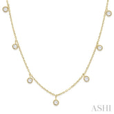1/2 Ctw Circular Accent Rose Cut Diamond Station Necklace in 14K Yellow Gold