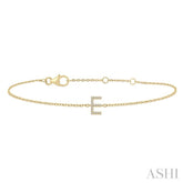 1/20 Ctw Initial 'E' Round Cut Diamond Bracelet in 10K Yellow Gold