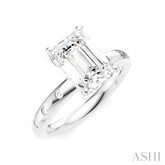 1/6 Ctw Akari Emerald Shape Round Cut Diamond Semi-Mount Engagement Ring in 14K White Gold