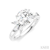1/2 Ctw Akari Circular Shape Marquise and Round Cut Diamond Semi-Mount Engagement Ring in 14K White Gold