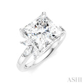 5/8 Ctw Akari Princess Shape Marquise and Round Cut Diamond Semi-Mount Engagement Ring in 14K White Gold