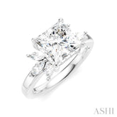 1/2 Ctw Akari Princess Shape Marquise and Round Cut Diamond Semi-Mount Engagement Ring in 14K White Gold