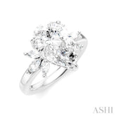 5/8 Ctw Akari Pear Shape Marquise and Round Cut Diamond Semi-Mount Engagement Ring in 14K White Gold