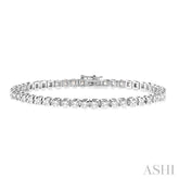 5 Ctw Square Shape Round Cut Diamond Tennis Bracelet in 14K White Gold