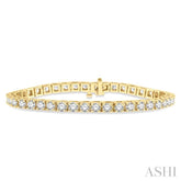 8 Ctw Square Shape Round Cut Diamond Tennis Bracelet in 14K Yellow gold