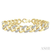 1/6 Ctw Round Cut Diamond Cuban Link Bracelet in Yellow Gold Vermeil