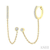 1/5 Ctw Petite Chain Dangler Round Cut Diamond Fashion Earring in 10K Yellow Gold