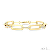 3/4 Ctw Paperclip Link Round Cut Diamond Fashion Bracelet in 14K Yellow Gold