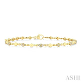 1/4 Ctw Kite Mount & Bead Link Round Cut Bead Bijoux Diamond Fashion Bracelet in 10K Yellow Gold