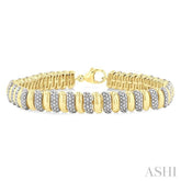 1/6 Ctw Bold Ribbed Swirl Round Cut Diamond Pirouette Fashion Bracelet in Yellow Gold Vermeil