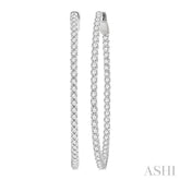2 Ctw Inside & Outside Round Cut Diamond Hoop Earrings in 14K White Gold