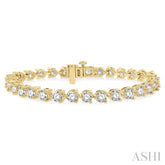 9 Ctw 3 Prong Round Cut Diamond Tennis Bracelet in 14K Yellow Gold