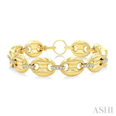 5/8 Ctw Bold Mariner Link Round Cut Diamond Fashion Bracelet in 14K Yellow Gold