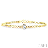 1/4 Ctw Pear Cut Diamond Curb Link Bracelet in 14K Yellow Gold