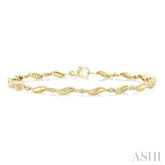 1/4 Ctw Wave Link Round Cut Diamond Fashion Bracelet in 10K Yellow Gold