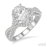 1/2 Ctw Criss Cross Shank Oval Semi-Mount Round Cut Diamond Engagement Ring in 14K White Gold