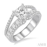 3/4 Ctw Diamond Semi-Mount Engagement Ring in 14K White Gold