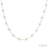 4 Ctw Bezel Set Round Cut Diamond Station Necklace in 14K Yellow and White Gold