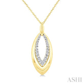 1/10 Ctw Marquise Shape Inner Link Round Cut Diamond Pendant With Chain in Yellow Gold Vermeil