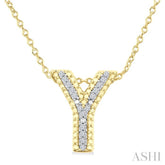 1/20 Ctw Bubble Accent Initial 'Y' Round Cut Diamond Fashion Pendant With Chain in Yellow Gold Vermeil