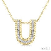 1/20 Ctw Bubble Accent Initial 'U' Round Cut Diamond Fashion Pendant With Chain in Yellow Gold Vermeil