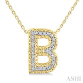 1/20 Ctw Bubble Accent Initial 'B' Round Cut Diamond Fashion Pendant With Chain in Yellow Gold Vermeil