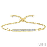 1/20 Ctw Horizontal Bar Round Cut Diamond Lariat Bracelet in Yellow Gold Vermeil