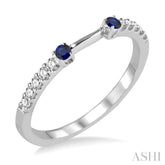 2.10 MM Round Shape Sapphire and 1/6 Ctw Round Cut Diamond Precious Band in 14K White Gold