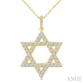 1 Ctw Star of David Round Cut Diamond Fashion Pendant With Chain in 14K Yellow Gold